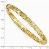 Floral Design 6mm Hinged Bangle Bracelet in 14K Yellow Gold