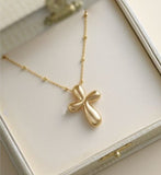 Puffy Cross Pendant in 14K Yellow Gold - Roxx Fine Jewelry