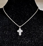 Petite Floral Cross Pendant in 14K Rose, White or Yellow Gold