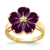 Flower Shaped Gemstone and Diamond Birthstone Ring in 14K Yellow Gold - Roxx Fine Jewelry
