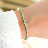 Turquoise and Gold Tejas Tennis Bracelet Yellow Gold-Plated or Sterling Silver