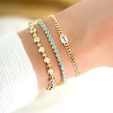 Turquoise and Gold Tejas Tennis Bracelet Yellow Gold-Plated or Sterling Silver