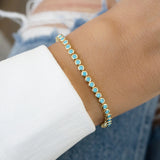 Turquoise and Gold Tejas Tennis Bracelet Yellow Gold-Plated or Sterling Silver