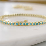 Turquoise and Gold Tejas Tennis Bracelet Yellow Gold-Plated or Sterling Silver