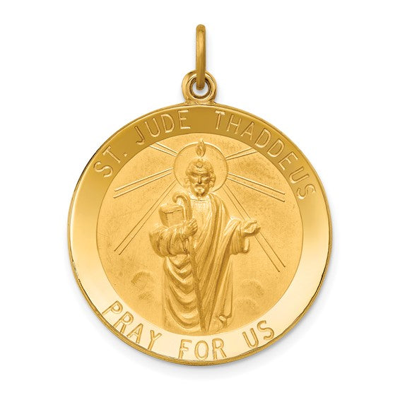 St. Jude Thaddeus 25mm Round Medal in 14K Yellow Gold