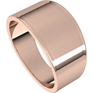 Flat Top 10mm Wide Tapered Band in 14K Rose Gold