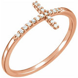 Sideways Cross Diamond Ring .08 Ct. in 14K Gold - Roxx Fine Jewelry