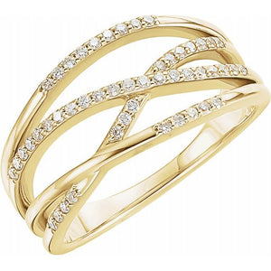 Criss Cross Diamond Highway Ring .21 Ct.  in 14K Gold - Roxx Fine Jewelry