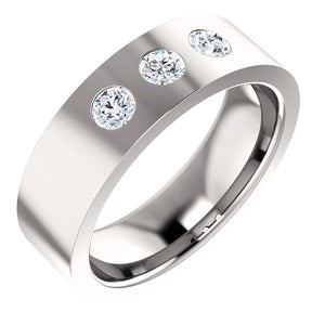 Comfort Fit Diamond Band .33 Carat 3 Stone in 14K White Gold - Roxx Fine Jewelry