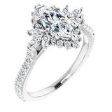 "Ally" Regal Flourish Marquise Diamond Halo Engagement Ring 1.45 Ct in 14K Gold - Roxx Fine Jewelry