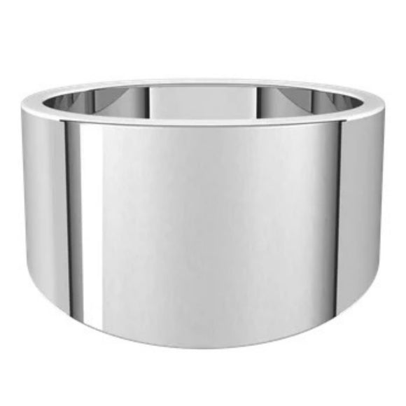 Flat Top 14mm Wide Tapered Band in 14K White Gold