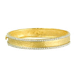 Hammered Diamond Bangle Bracelet 1.05 cts. TCW 11mm in 18K Gold