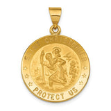St. Christopher Round Medal in 18K Yellow Gold - Roxx Fine Jewelry
