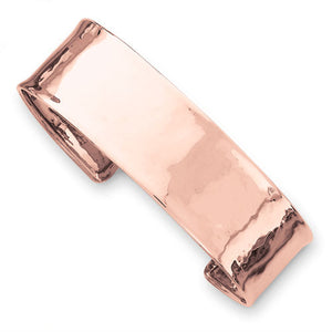 Hammered Cuff Bracelet 19mm in 14K Rose, White or Yellow Gold from Italy - Roxx Fine Jewelry