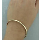 Half Round 4mm Wide 7" Hinged "Hannah" Bangle Bracelet in 14K Gold - Roxx Fine Jewelry