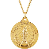 Miraculous Medal Round 24" Necklace 24K Yellow Gold Plated