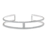 Diamond Cuff Bracelet "Milan" .75 Carat Rectangular Geometric Bracelet in 14K White Gold - Roxx Fine Jewelry
