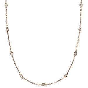 CZ's by the Yard 24K Rose Gold Plated over Sterling 18" Bezel Station Necklace - Roxx Fine Jewelry
