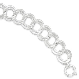 Hammered Double Link Bracelet in Sterling Silver - Roxx Fine Jewelry