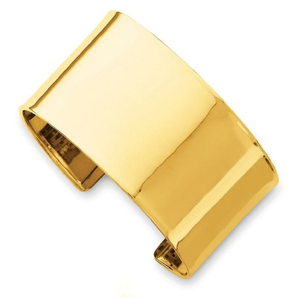 Polished Cuff Bracelet 37mm in 14K Yellow Gold from Italy - Roxx Fine Jewelry