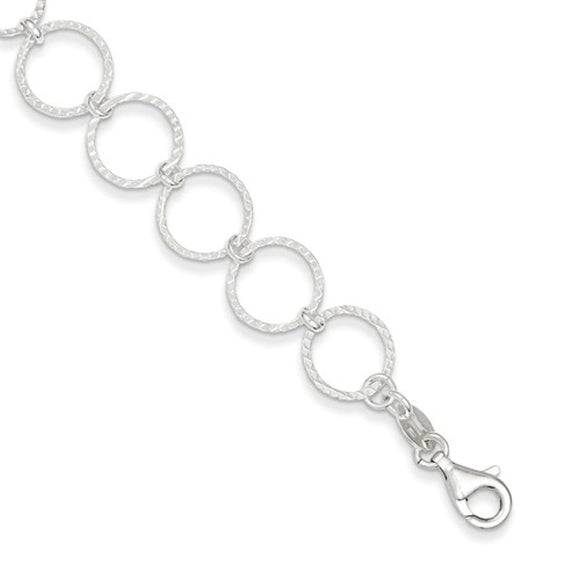 Hammered Circles Link Bracelet in Sterling Silver - Roxx Fine Jewelry