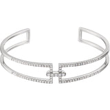 Geometric Diamond Accented Rectangular Cuff Bracelet .75 Ct "Adeline" in 14K White Gold - Roxx Fine Jewelry