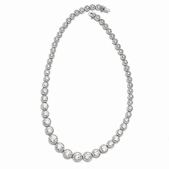Cheryl M® Halo Journey CZ Necklace in Sterling Silver - Roxx Fine Jewelry