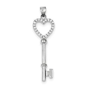 Heart Shaped Key 18" "Sofia" Necklace in Sterling Silver and CZ's - Roxx Fine Jewelry