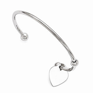 Stainless Steel Polished Heart Bangle - Roxx Fine Jewelry