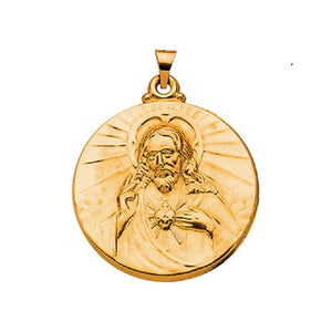 Sacred Heart of Jesus Medal 14K Yellow Gold 30.50mm - Roxx Fine Jewelry