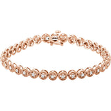 Tennis Bracelet "Roxy" Bezel Set 1.02 ct in 14K Rose or White Gold - Roxx Fine Jewelry