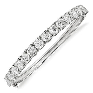 Anniversary Bangle 10+ Ct CZ's in Sterling Silver Hinged Bangle Bracelet - Roxx Fine Jewelry
