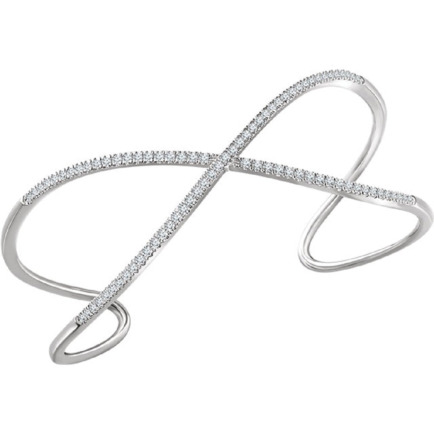 Diamond Cuff Bracelet Criss Cross .75 Carat Bracelet in 14K Gold – Roxx ...