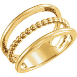 Three Row Beaded "Triple Threat" Negative Space Ring in 14K Gold or Platinum - Roxx Fine Jewelry