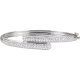 Diamond Bracelet 3.02 Ct Fancy Bypass Hinged Bangle Bracelet in 14K White Gold - Roxx Fine Jewelry