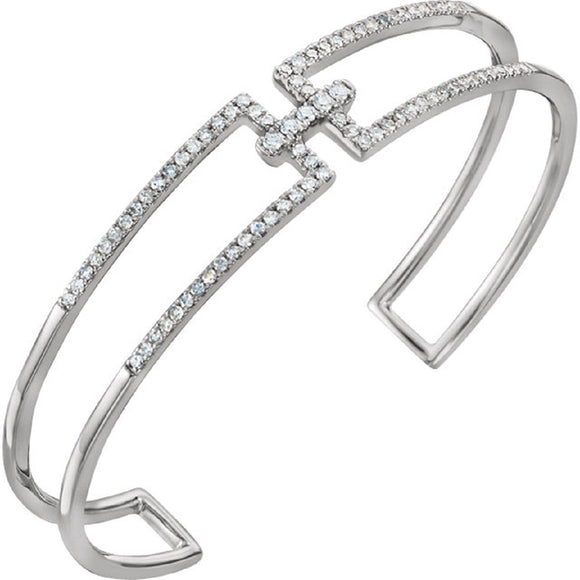 Geometric Diamond Accented Rectangular Cuff Bracelet .75 Ct 