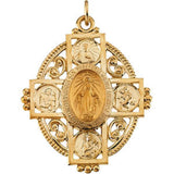 Four Way Miraculous Medal in 14K Yellow Gold 35 x 28mm - Roxx Fine Jewelry
