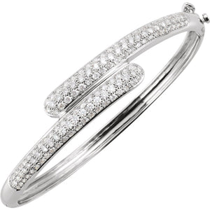 Diamond Bracelet 3.02 Ct Fancy Bypass Hinged Bangle Bracelet in 14K White Gold - Roxx Fine Jewelry