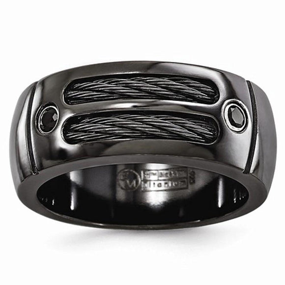 Edward Mirell Midnight Cable Collection Black Titanium Rings for Men - Roxx Fine Jewelry