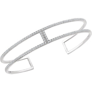Diamond Cuff Bracelet "Milan" .75 Carat Rectangular Geometric Bracelet in 14K White Gold - Roxx Fine Jewelry