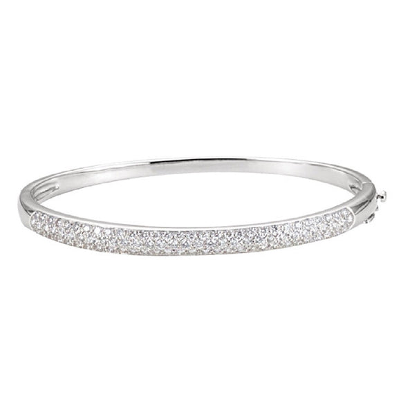 Diamond Bangle Bracelet 1.52 Ct. Pave set in 14K White Gold - Roxx Fine Jewelry
