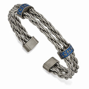 Edward Mirell® Cobblestone™ 7.5" Cuff Bracelet with Blue Accents - Roxx Fine Jewelry