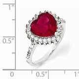 Heart Shaped Synthetic Ruby and CZ Halo Pendant and Ring by Cheryl M® - Roxx Fine Jewelry