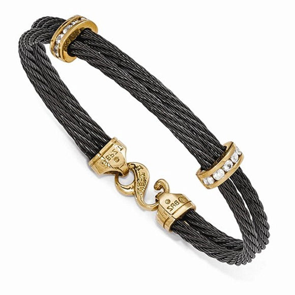 Edward Mirell® Bronze Tango™ Cable and White Sapphire Bracelets EMB156 - Roxx Fine Jewelry