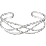 Diamond Cuff Bracelet .75 Carat "Xenia" Double Criss Cross in 14K White Gold - Roxx Fine Jewelry