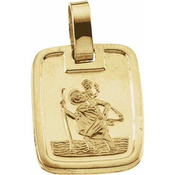 St. Christopher Square Medal in 18K Yellow Gold - Roxx Fine Jewelry