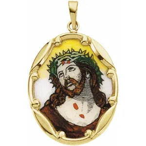 Face of Jesus Ecco Homo Medal in Painted Porcelain