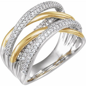 Criss Cross .50 Ct. Diamond Highway Band in 14K Gold - Roxx Fine Jewelry