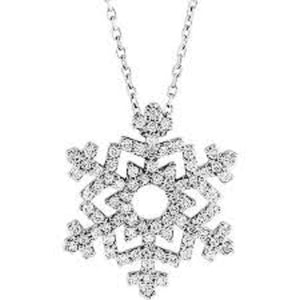 Snowflake Diamond Pendant .33 Ct in 14K White Gold - Roxx Fine Jewelry