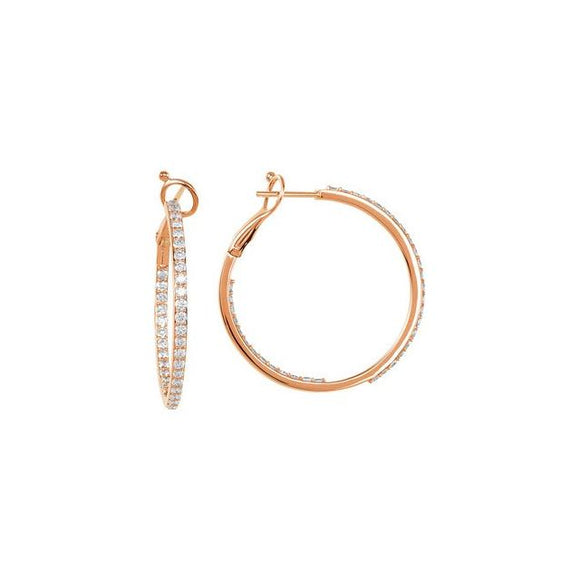 Inside Out Hoop Diamond Earrings 1.33 Ct TCW in 14K Gold - Roxx Fine Jewelry